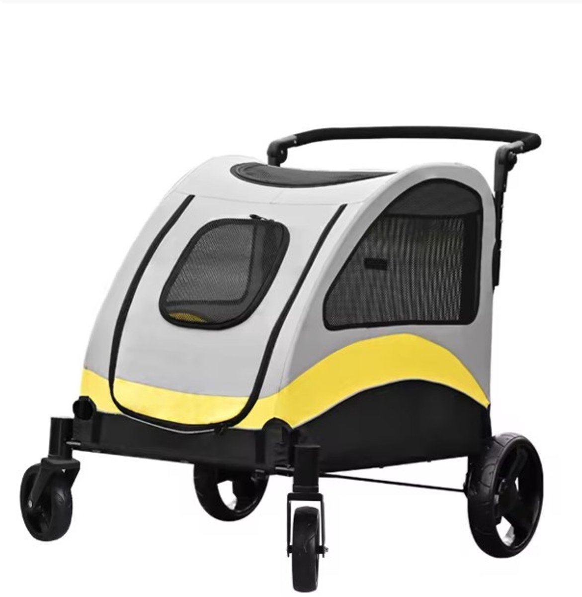 G&G hondenwagen - Hondenbuggy - Inklapbaar - Tot 29kg - Schokabsorberend - 360 graden draaibare voorwielen - 85x59x103 - Zwart