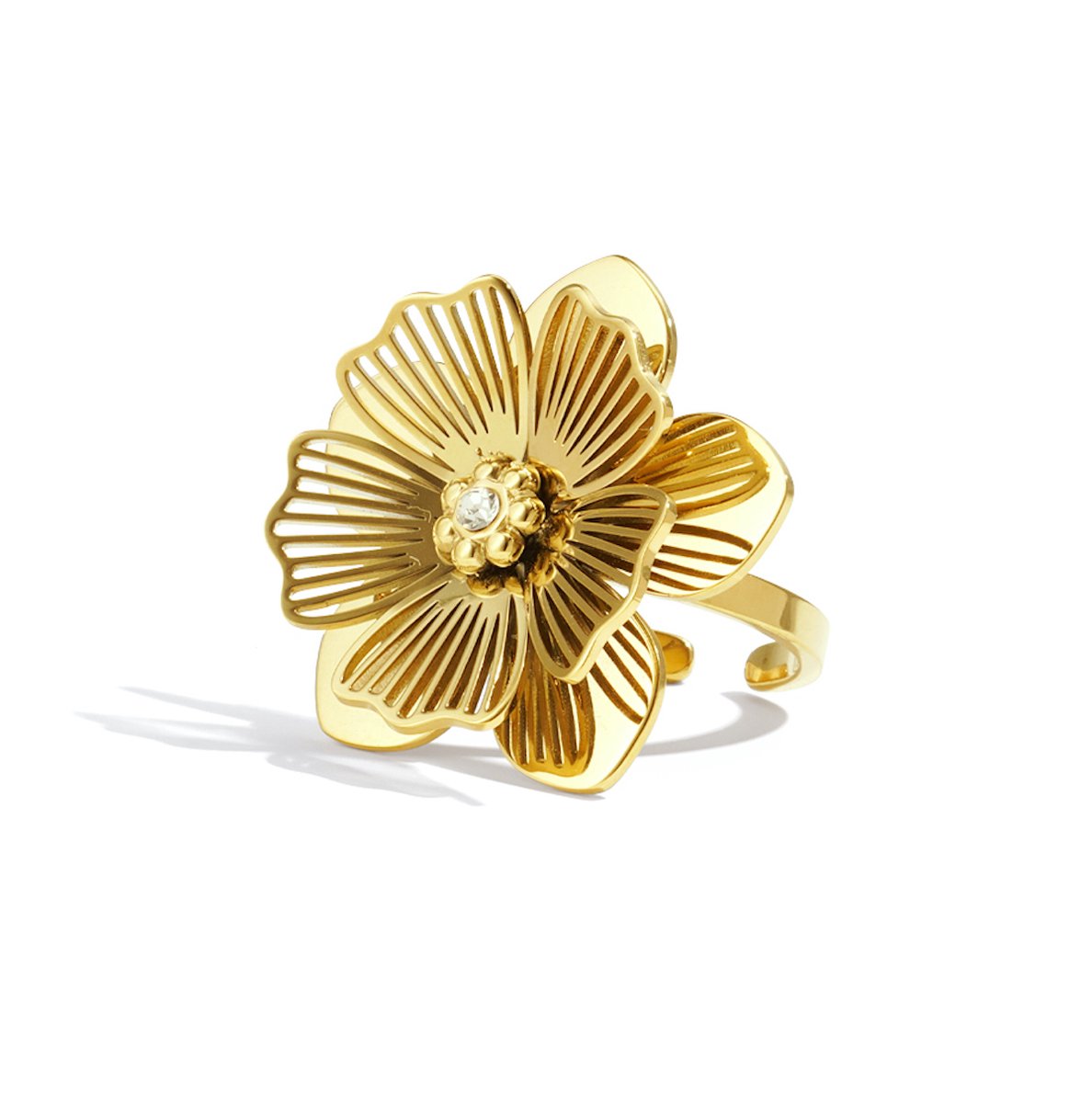 Bloemen ring - Verstelbaar - Club Spice - Waterproof, kleurvast - Stainless steel - Damesdingetjes