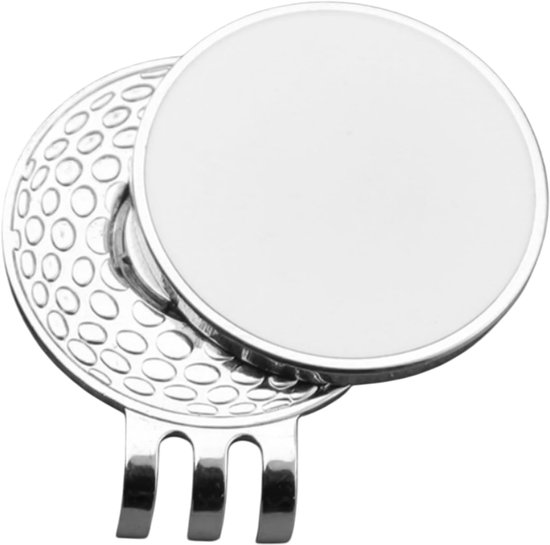 Magneet Bal Marker - Golfbal Markering - Golfbaan Accessoire - Met Hoedclip - 3 x 2.5 cm - Wit — afbeelding 5