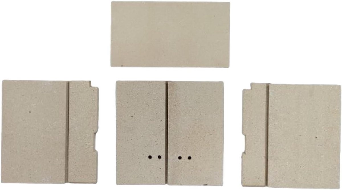 Kachel Onderdelen - Vuurvaste Stenen - Kachel Reparatie - Originele Set - Complete Set - Beige Zwart