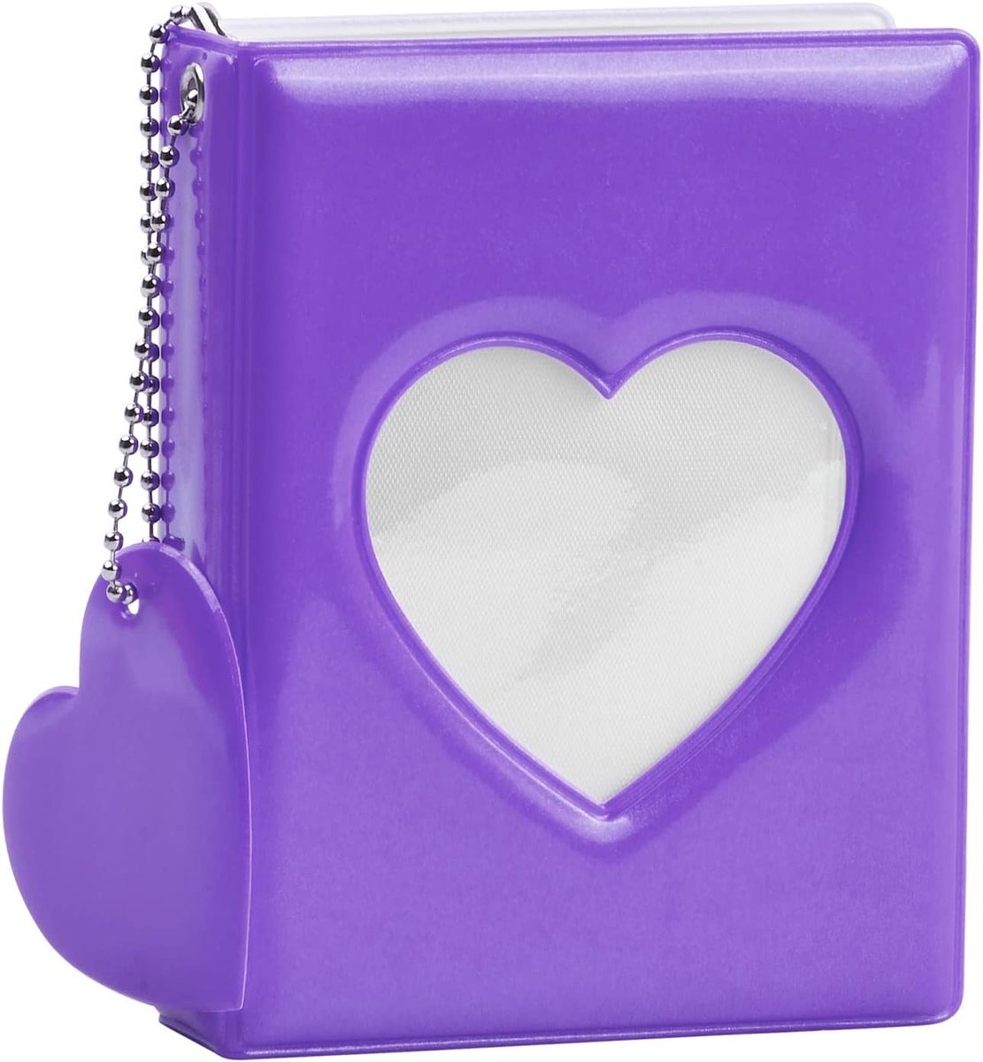 Mini-fotoalbum voor Instax Mini met 32 vakken - Kpop-fotokaarthouder en naamkaarthouder voor Fujifilm Instant-camera, compact formaat 6 x 9,8 cm (paars)