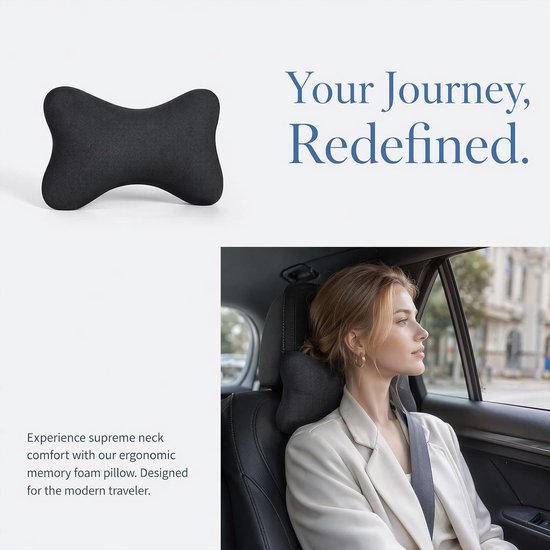 SnelShoppen - Ergonomisch Nackenkussen voor Sessel met Memory Foam en Flexibele Banden, Wasbaar, Perfect voor Bürostuhl, Gaming Stoel, Auto, Autositze van snelshoppen — afbeelding 4