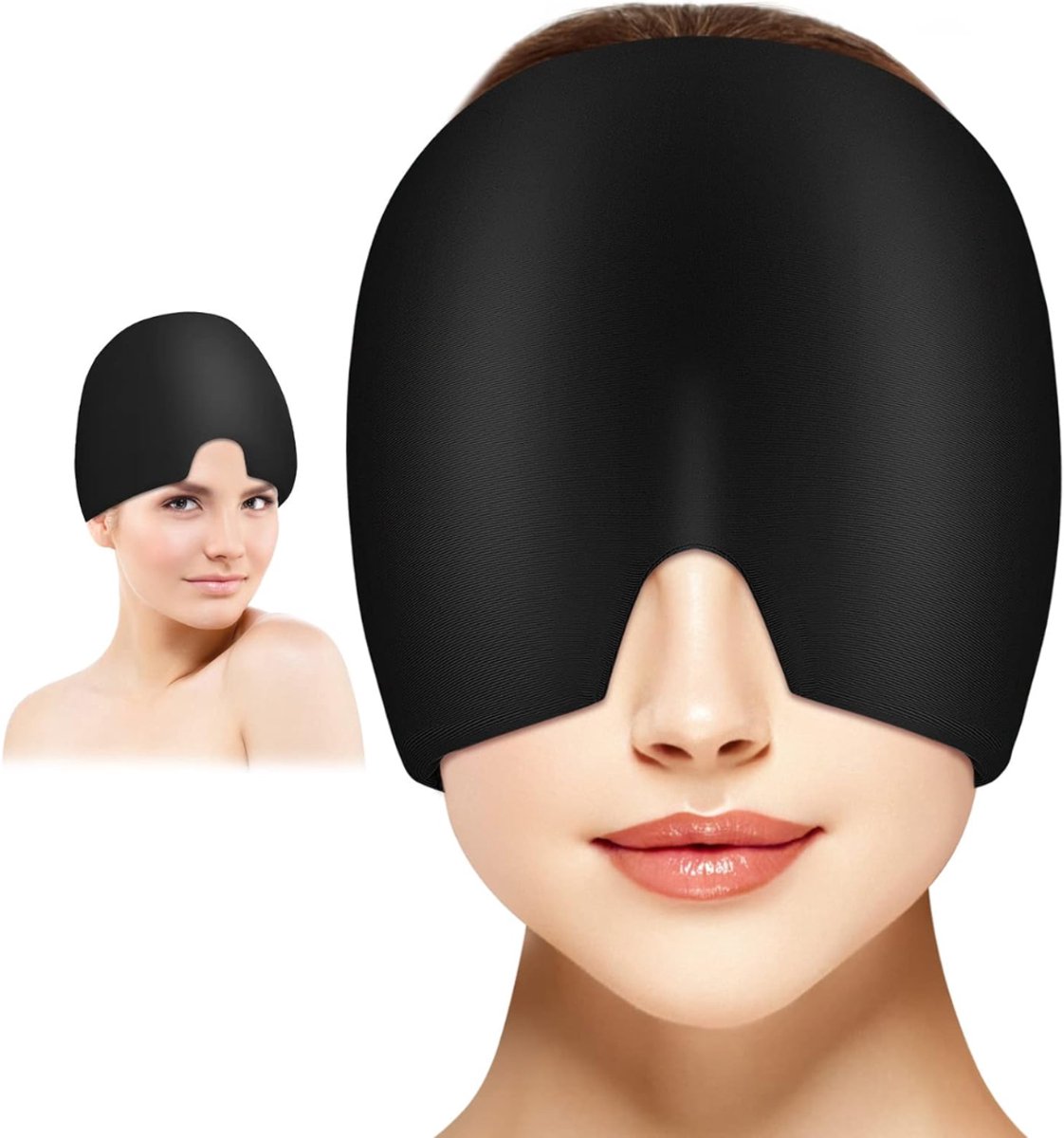JCP® Migraine Masker - Migraine Muts - Hoofdpijn Masker - Zwart - 24cm x 18cm x 2cm