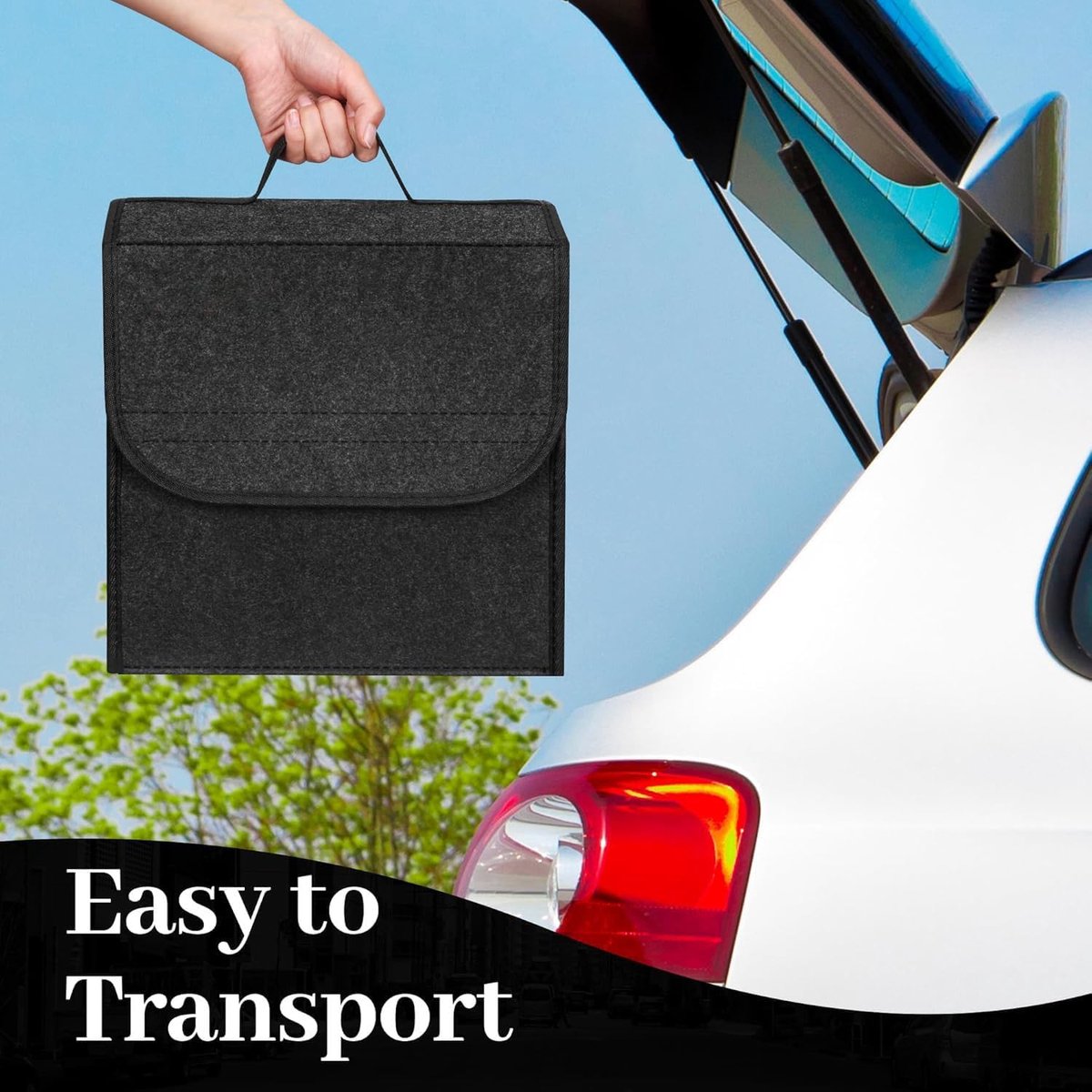 SnelShoppen - 2x Auto Kofferbak Organizer voor Gereedschap & Auto Onderhoud | Versterkte Zijpanelen | Vilten Tas in Zwart | Praktische Auto Accessoire