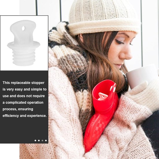 Warmwaterkruikstop - Rubberen plug - Warm Blijven - Lekvrije Afsluiting - 2 stuks - Wit — afbeelding 2