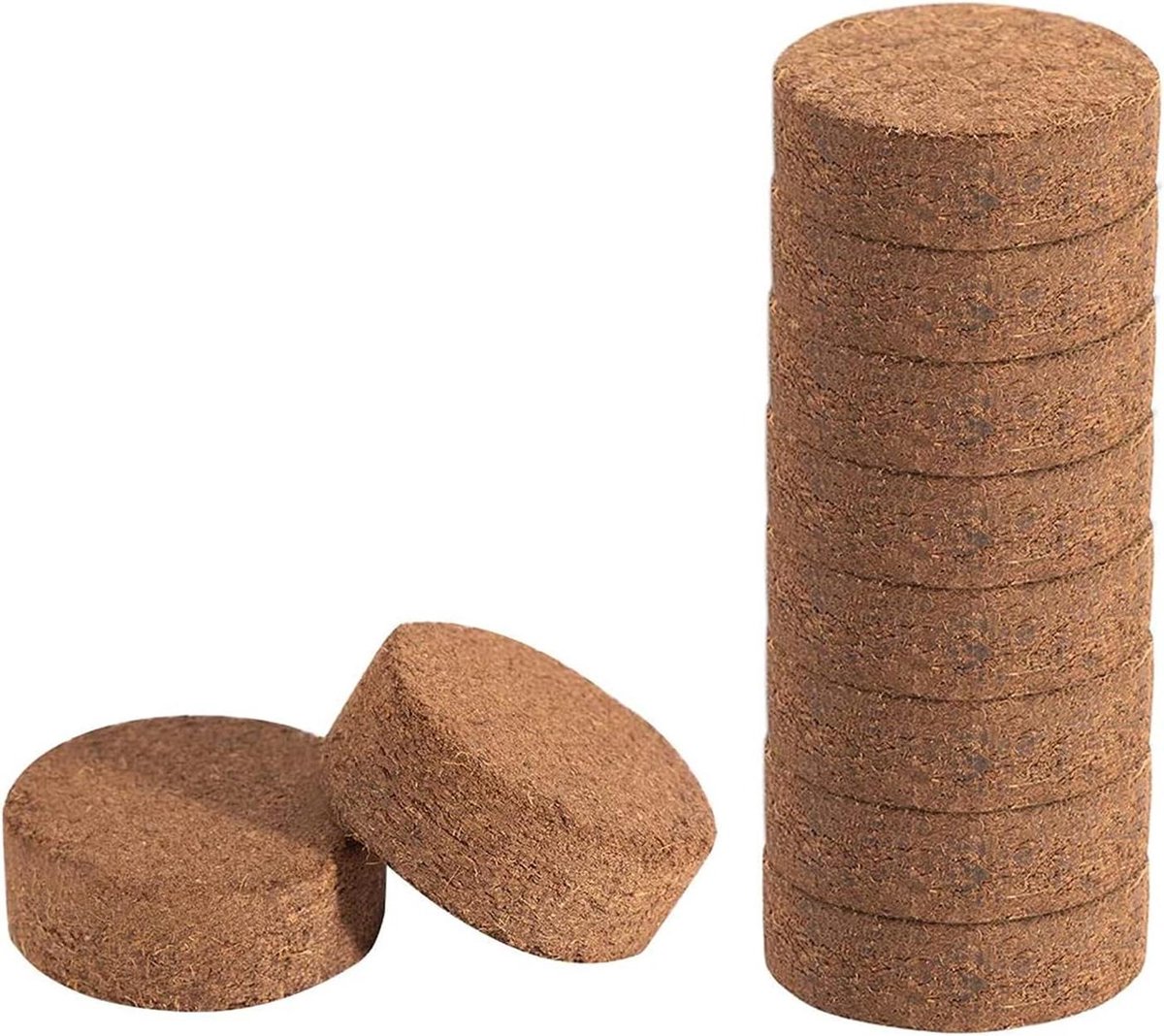 Kokosgrond Schijven - Plantenvoeding - Zaad Starten - Gecomprimeerde Vezel - 50 Stuks - Bruin