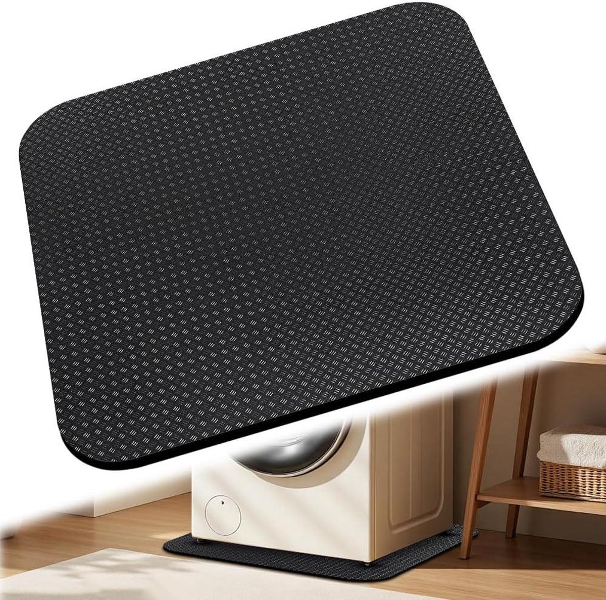 Antitrillingsmat - Apparaatonderlegger - Apparaten Stabiliseren - Dubbelzijdige Grip - 60 x 60 cm - Zwart
