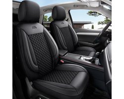 Autostoelhoezen voor Jeep Renegade in pasvorm| Set van 2 stuks | Bestuurder + Passagiersstoel AIS Serie | AIS104 | Zwart met zwarte stiknaden