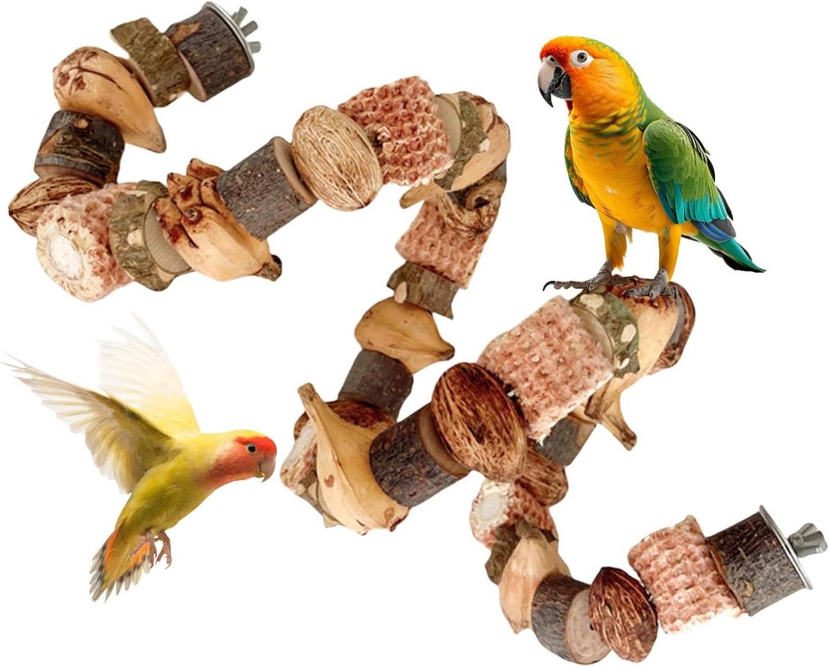 Vogel Speeltouw - Knaagspeelgoed Vogels - Stimuleert Natuurlijk Gedrag - Buigbaar Metaaldraad - 80 cm - Naturel