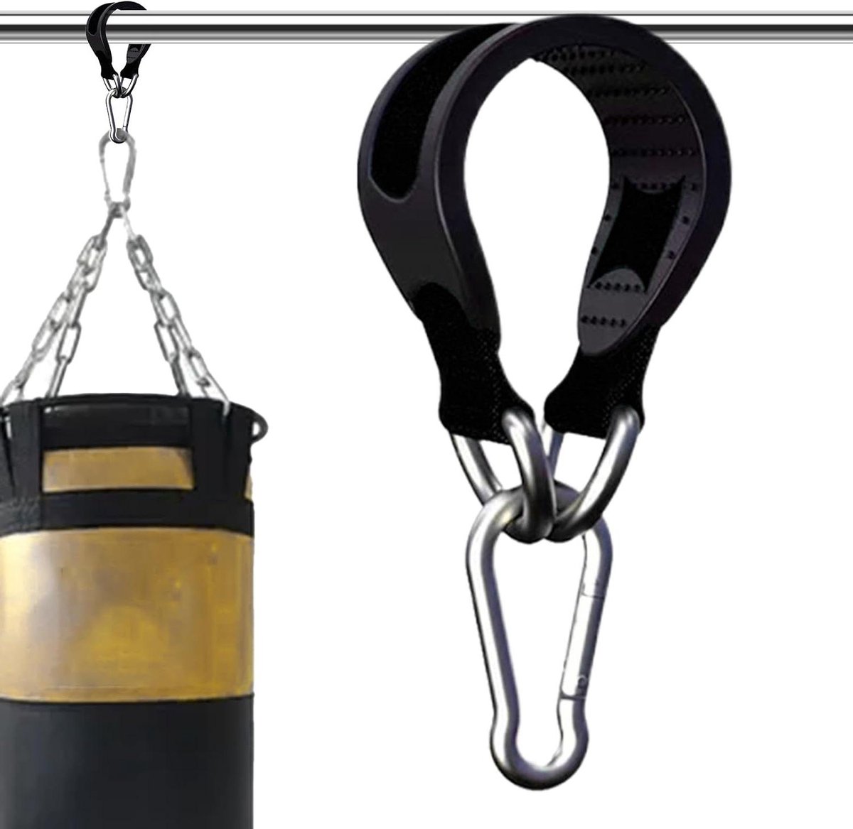 Bokszak Ophangsysteem - Bevestigingsriem Zandzak - Fitness Training - Robuust Metalen Frame - 25x25 cm - Zwart