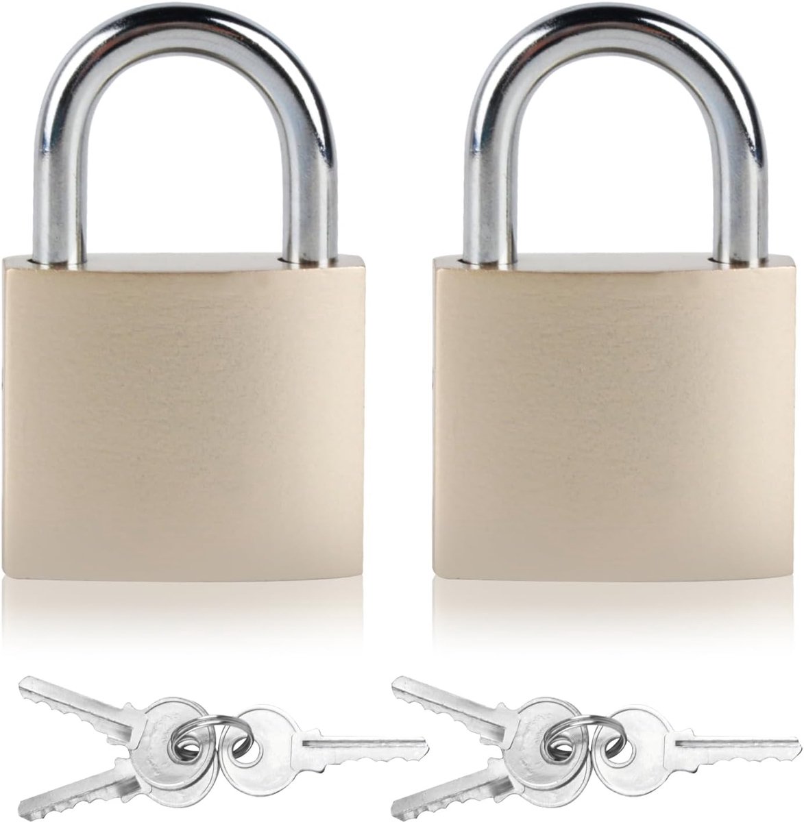 Hangsloten met sleutels, veiligheidsslot, weerbestendig voor buiten, lockerslot met sleutels, metalen kelderslot voor kluisjes, kasten, koffers, garagekluisjes, zilver, 38 mm