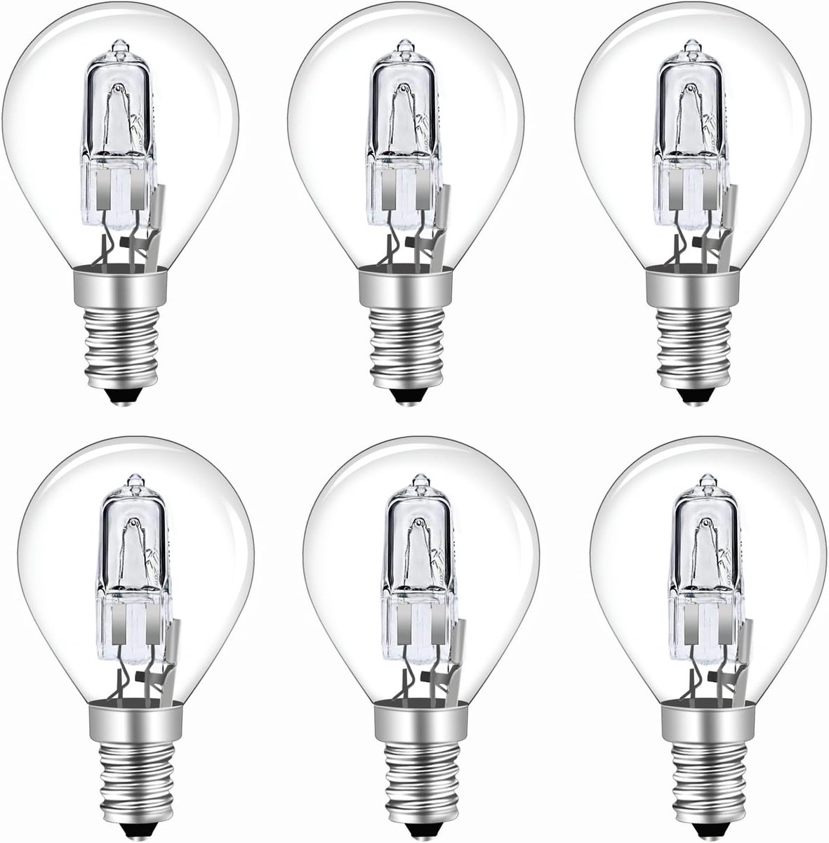 28W E14 Halogeen G45 Golfbal Dimbare Lamp - 370LM Warm Wit 2700K AC 230V Klassieke Mini Globe Clear Ronde E14 Kleine Edison Schroef voor Kroonluchters, Pack van 6