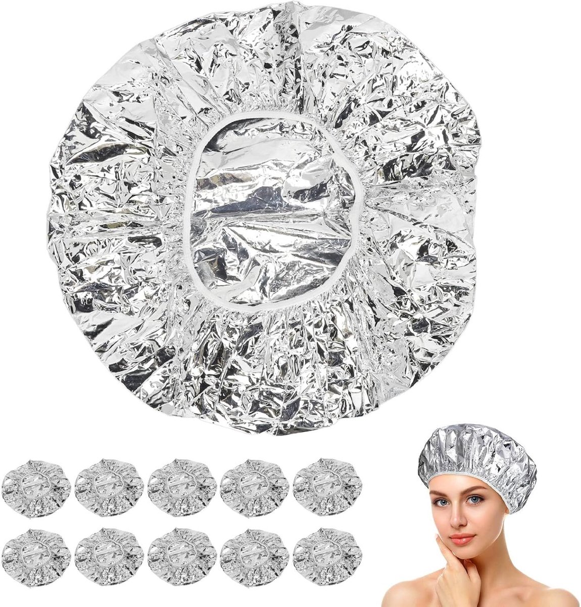 Conditioning Heat Cap, 10 stuks draadloze haarstomer diepe haarbehandeling cap, haarstyling en behandeling stoomkap, herbruikbare aluminiumfolie cap voor haarstyling en behandeling stoom