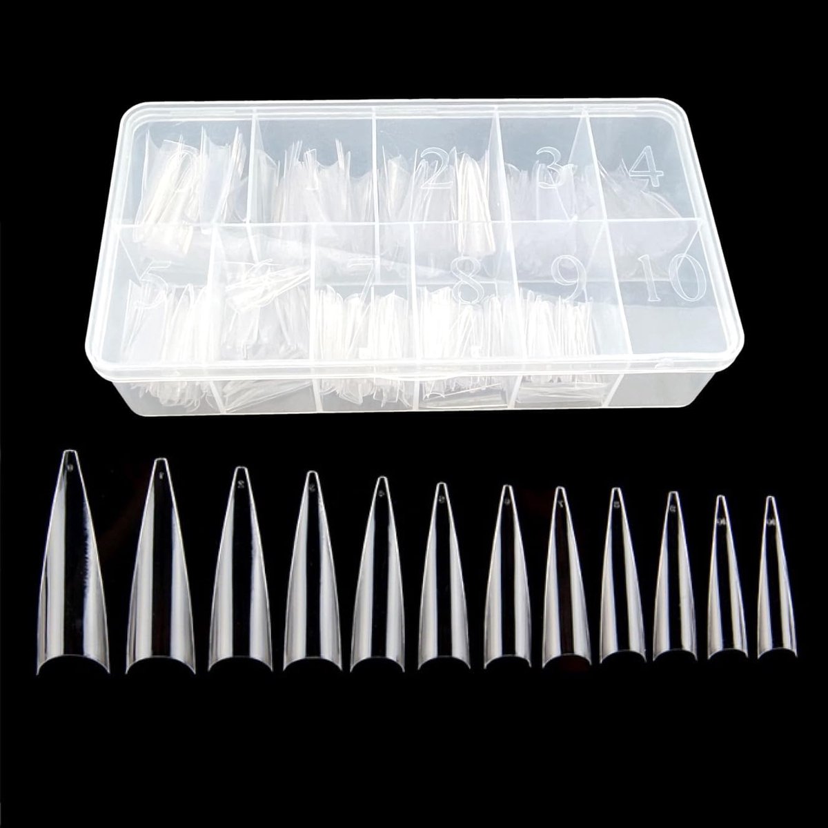 500x Clear Extra Lange Halve Cover Stiletto Nail Tips Voor Acryl Extensions Lange Puntige Valse Nail Tips Voor Gel En Acryl Nagels, Vinger Nail Extension Tips Voor Nail Salon