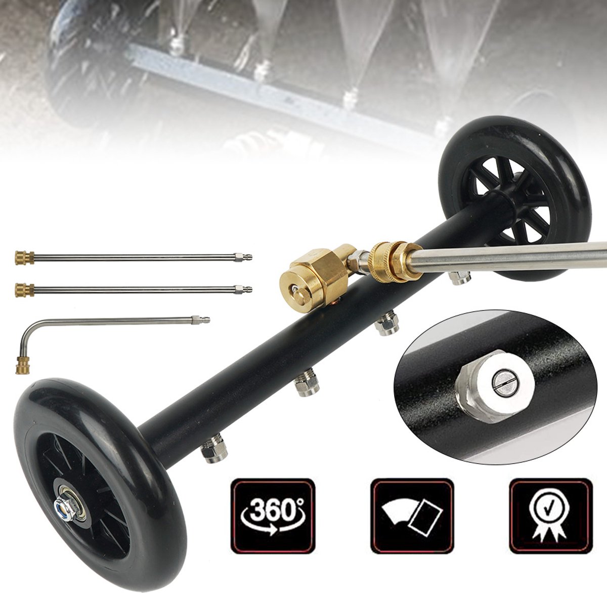 Onderstelreiniger, 15 Inch Auto Chassis Ring, Onder De Auto Waterbezem, Voor Benzine- en Elektrische Hogedrukreinigers