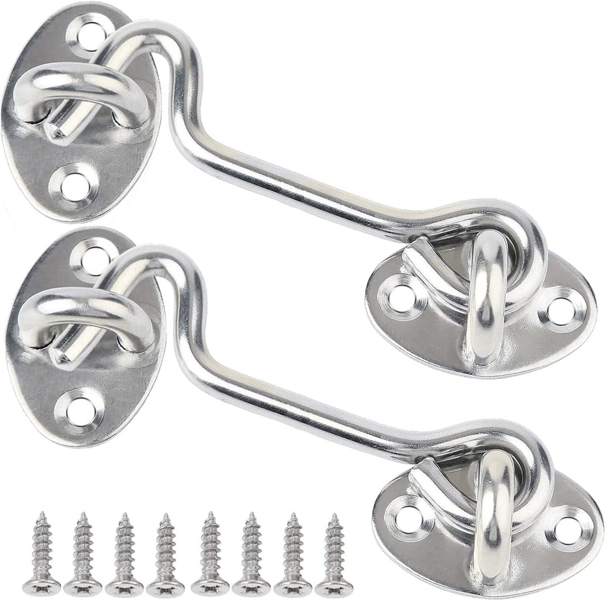 2 STKS Cabine Haken en Eye Latch Lock Kast, Schuur en Schuifdeur Haak Lock, Draaibare Raamhaak voor Badkamer en Slaapkamer Windows Gates 10,5 cm
