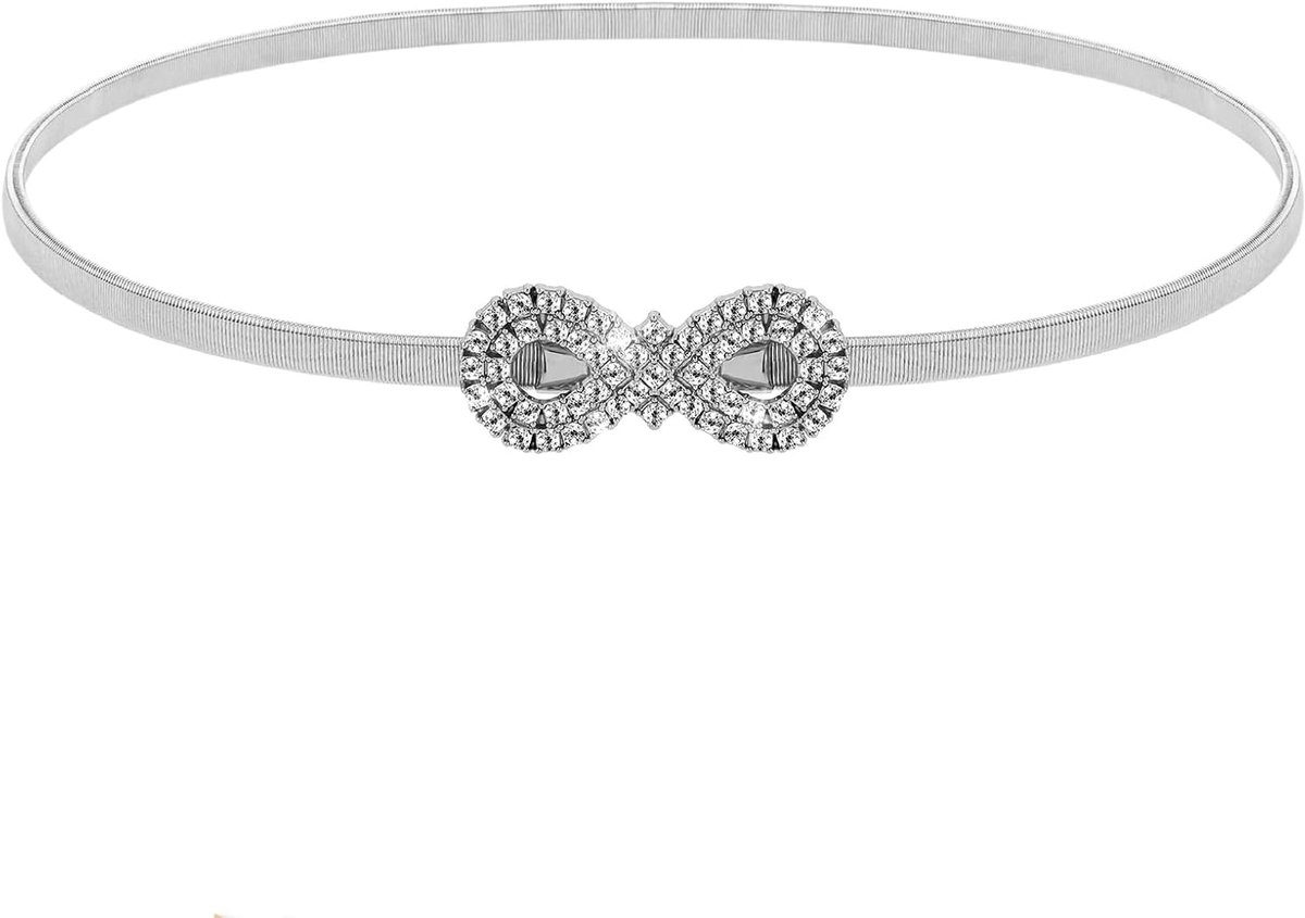cobee Skinny metalen elastische riem, vrouwen strass taille riem bling rekbare diamant taille riem voor jurk jeans broek