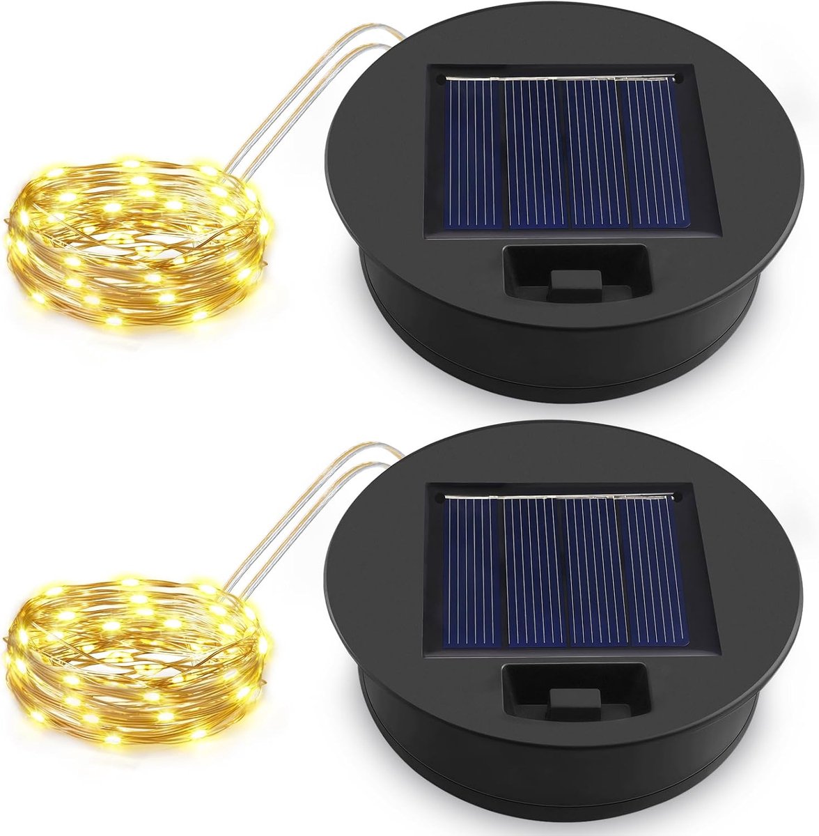deksel op zonne-energie, 7 cm, voor buitenlantaarns, 1,2 V, 600 mAh, IP44 reservemodules voor zonnelampen, ledstrip, licht voor tuin, lantaarn, terras, verlichting, warmwit, 2 stuks