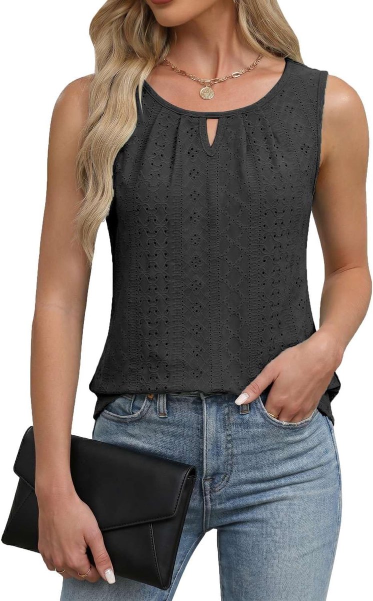 tanktops zomer shirts mouwloze blouse elegant bovendeel voorkant plooien tuniek blousetop