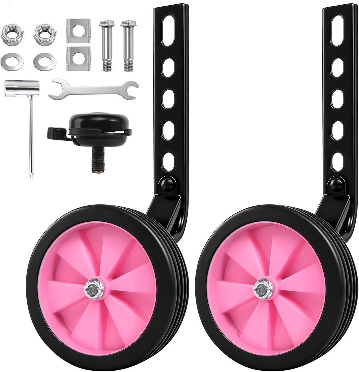 Steunwielen Kinderfiets - Hulpwielen Fiets - Fietsen Leren - 5-Traps Verstelbaar - 12-20 inch - Roze