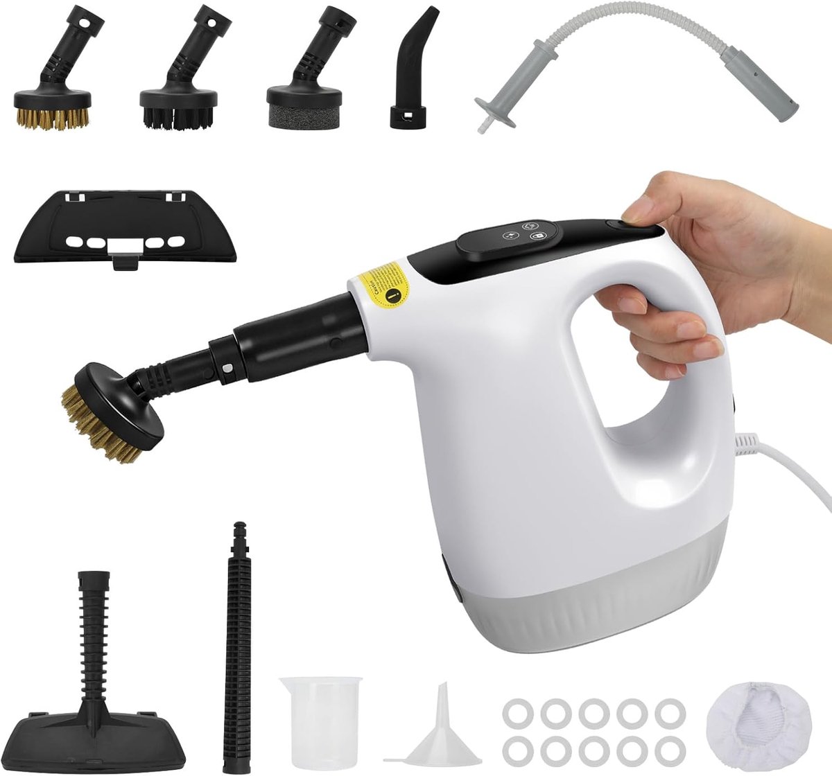 Elektrische Handstoomreiniger - Krachtige Stoomreiniger 1200W - 500 ml Reservoir - Snelle Opwarming 15 Seconden - 120°C Stoom - Vloerreiniger Tegelreiniger Badkamerreiniger - 9 Opzetstukken