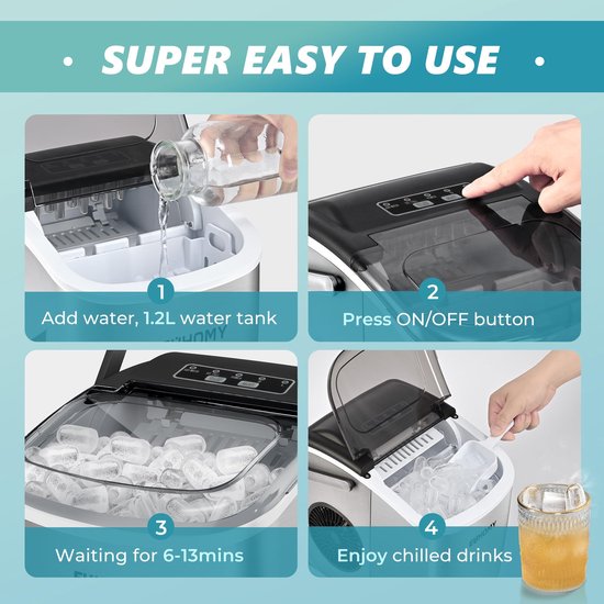 IJblokjesmachine voor Thuis en Keuken - RVS - Snel & Zelfreinigend - 12 kg/24u van Merkloos — afbeelding 4