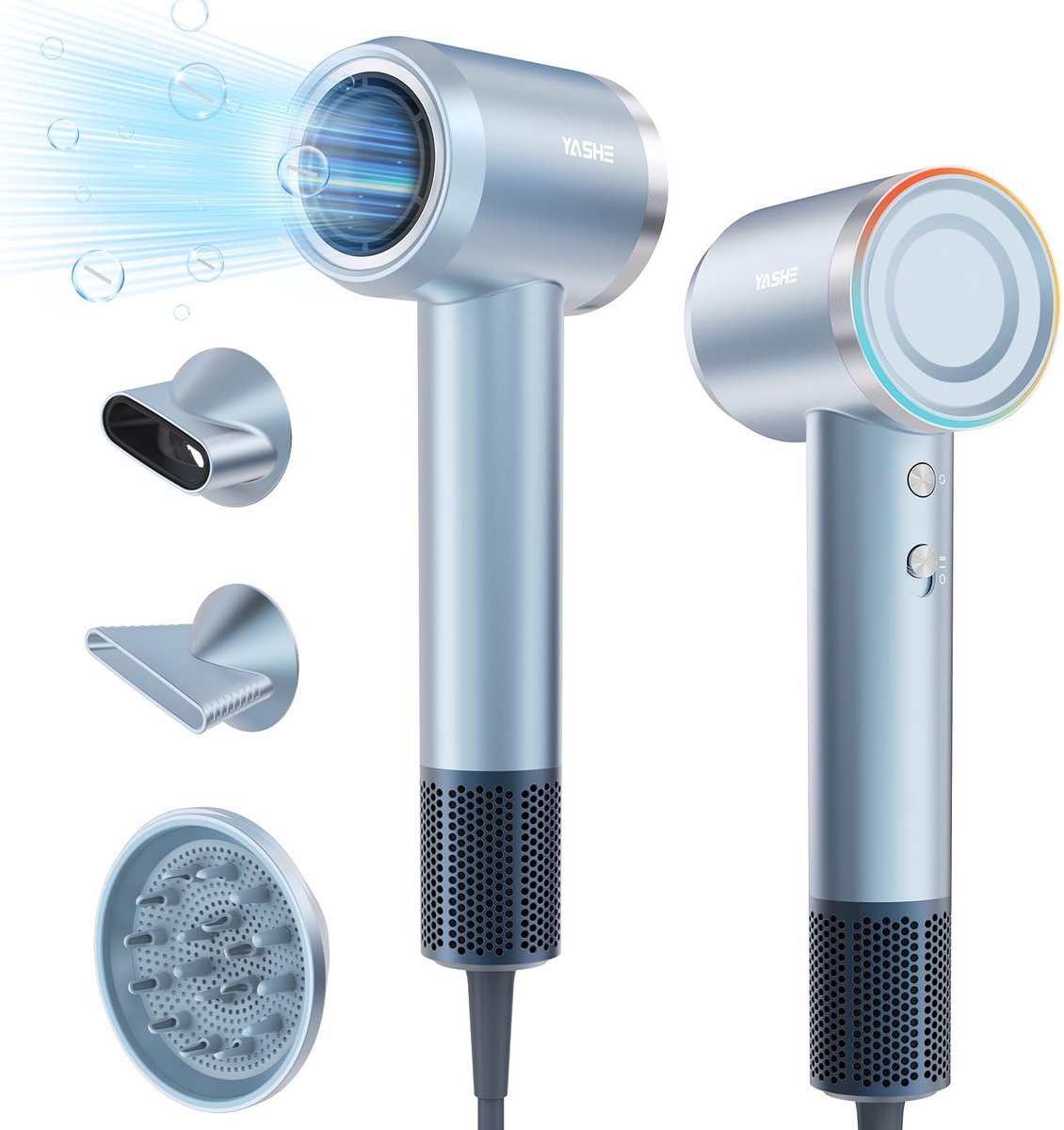 SnelShoppen - YASHE HD-896 Haardroger met 110.000 RPM Borstelloze Motor, Geluidsarme Föhn, Snelle Droogtijd 22m/s, 4 Warmte- en 2 Snelheidsinstellinge