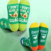Happy Socks 2 Paar Grappige Sokken Maat 38-45 – Shut The Duck Up & I Don't Give A Guac – Avocado & Gans – Cadeau voor Hem en Haar – Funny Socks