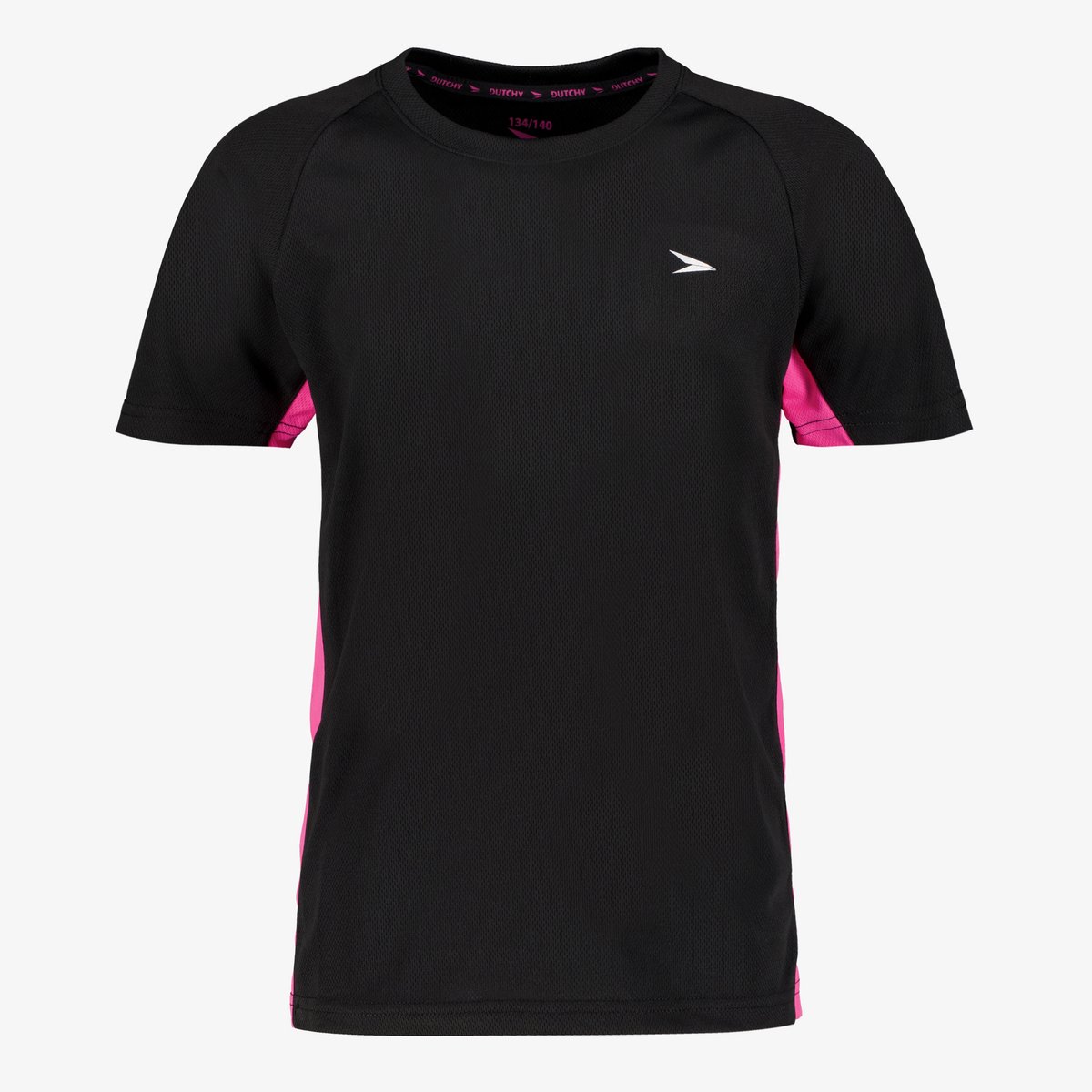 Dutchy kinder voetbal T-shirt zwart roze - Maat 110