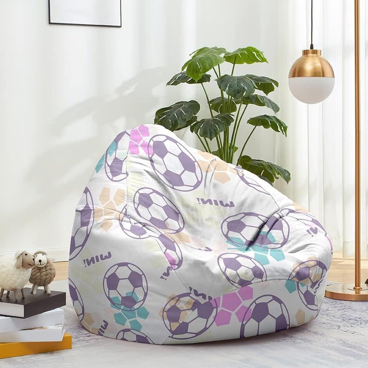 Zitzakhoes - Opbergzak - Ontspannen Lezen - Wasbare Hoes - 80x90 cm - Paars Gestreept