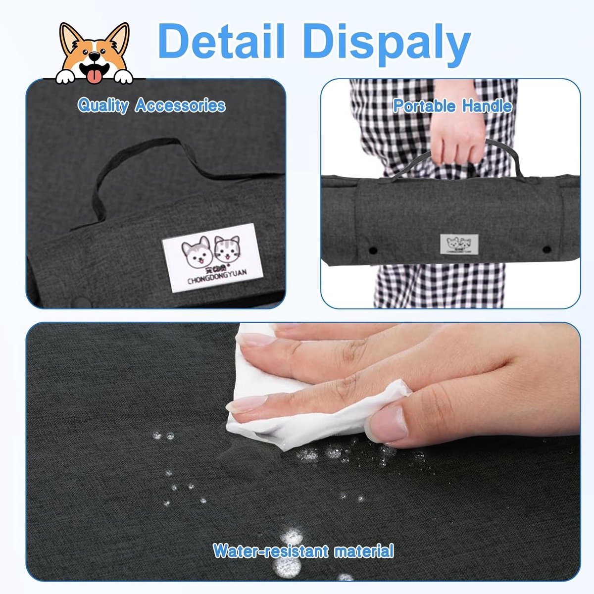 Reisdeken voor Honden, 70 x 50 cm, Waterdicht, Antislip en Wasbaar, Ideaal voor Auto, Kamperen en Thuisgebruik, Comfortabele Hondendeken voor Buitenactiviteiten