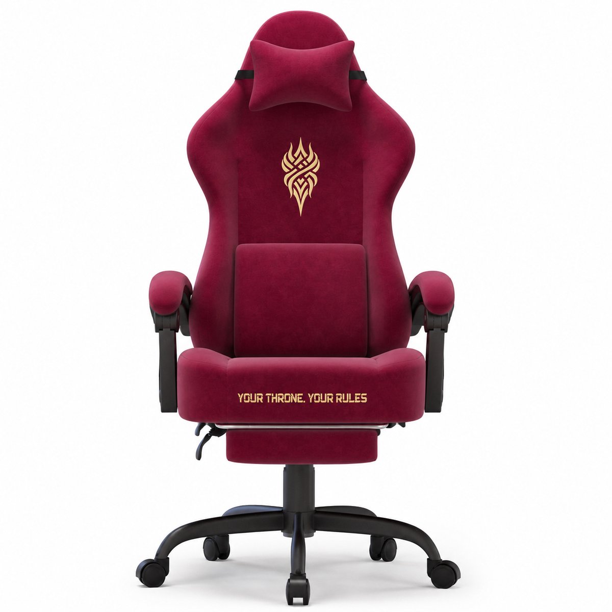 Arvioo Gaming Stoel - Rood - Met voetsteun - Massage lendenkussen - Fluweelstof