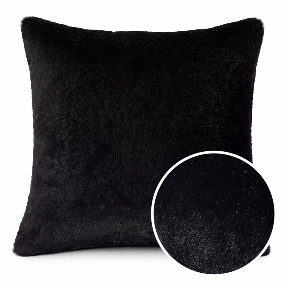 ANRO Sierkussen Zwart 50x50cm – Imitatiebont Kussen Inclusief Vulling Pluche Zacht Bank Woonkamer