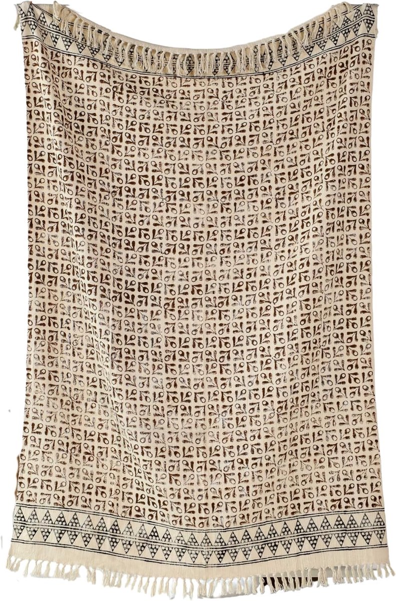 Plaids | Sofa Throw for all Seasons | 125x180 cm | Plaid met Franjes | 100% Katoen | Rood en Creme