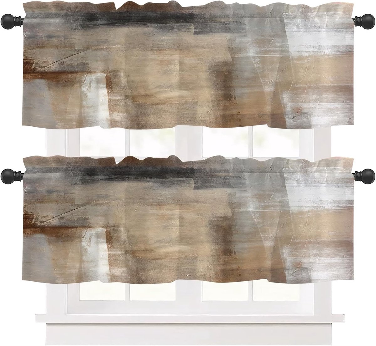 keukengordijn geel set van 2 137 × 45 cm abstracte kunst Esthetisch Bistro paneelgordijn lichtfiltering