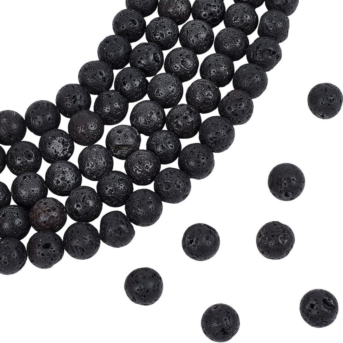 5 strengen 185 stuks 10 mm zwarte lavasteen kralen met ronde gaten natuurlijke chakrasteen vulkanische steen spacer etherische olie diffuser parel voor het maken van sieraden