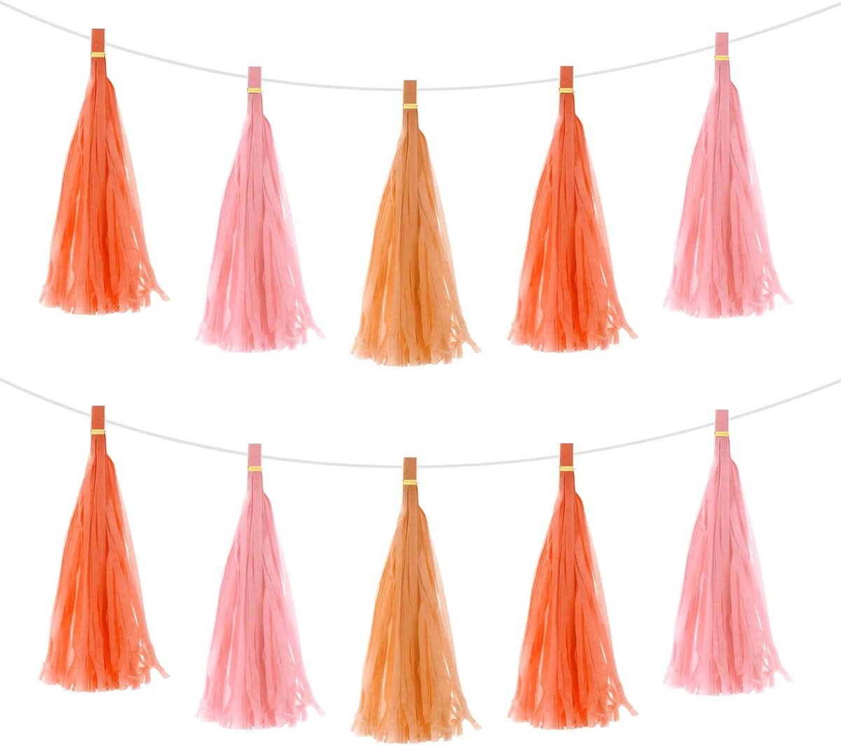30 stuks lichtroze, lichtoranje, donkeroranje, donkeroranje kwastjes, slingers, slingers met zijdepapieren kwasten, party, doe-het-zelf kits voor jubileum, bruiloft, verjaardagsfee