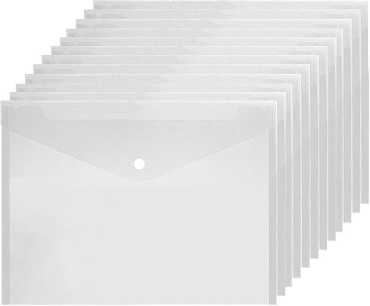 Documentmappen A4 Transparante Documenthoezen Drukknop Zakhoezen met Knop Bestandsorganizer voor Thuis, School, Kantoor Documenten (20 stuks)