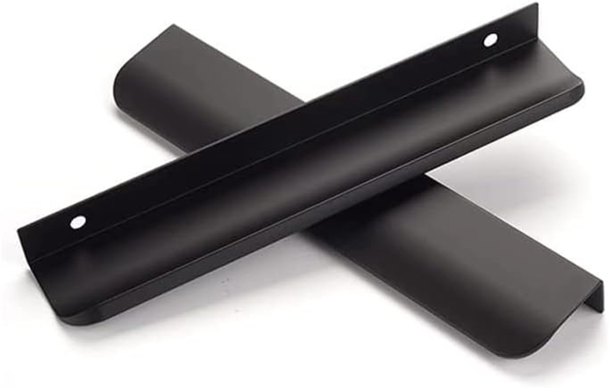 6 stuks Verborgen keukengrepen meubelgreep Zwart Onzichtbare Verborgen Pull Handvat keukenkast handgrepen 160mm