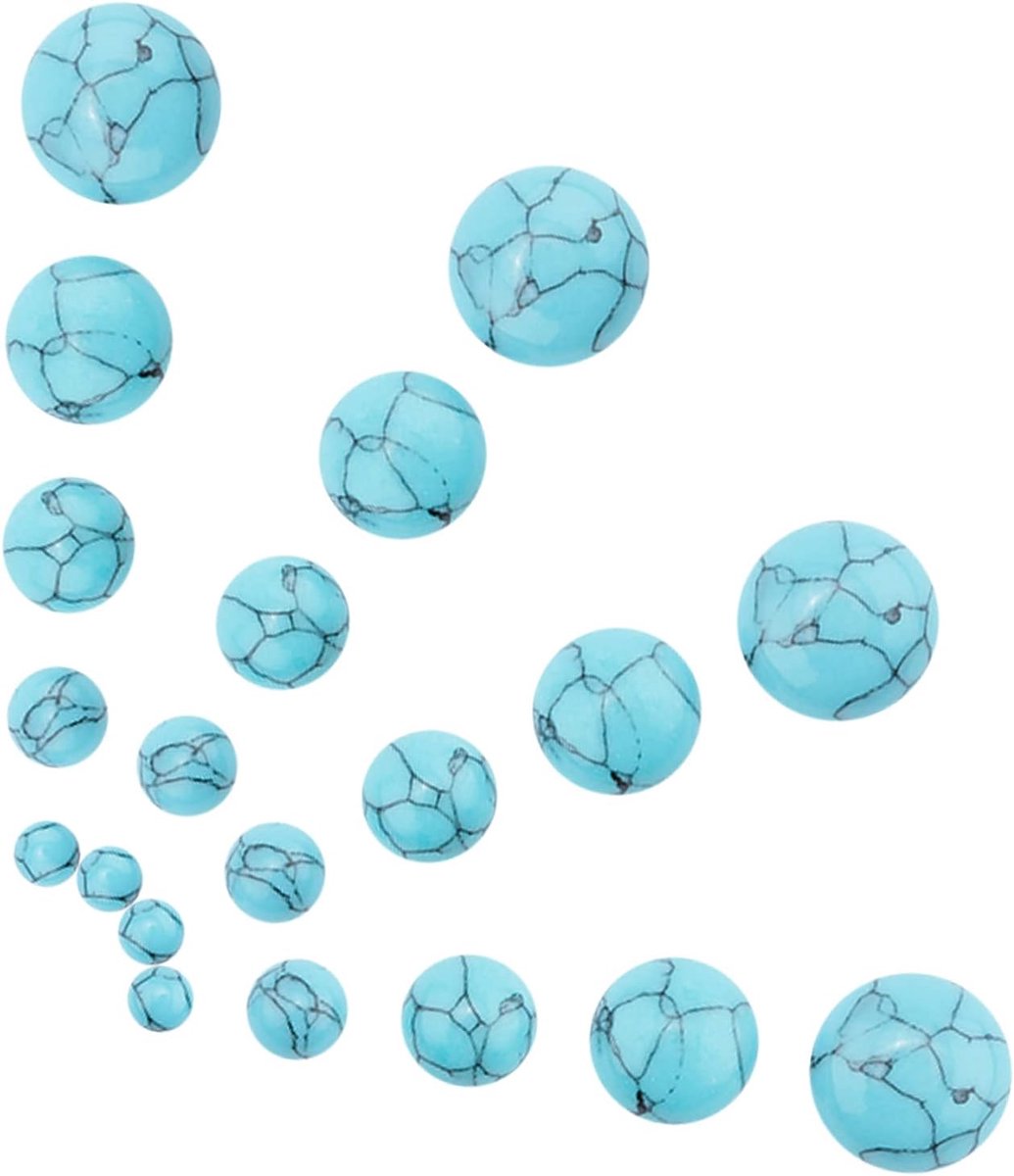 1 doos 100 stuks 5 maten ronde stenen cabochons platte achterkant synthetische turquoise edelsteen cabochon kralen 4mm/6mm/8mm/10mm/12mm voor doe-het-zelf sieraden maken koepel cameo's