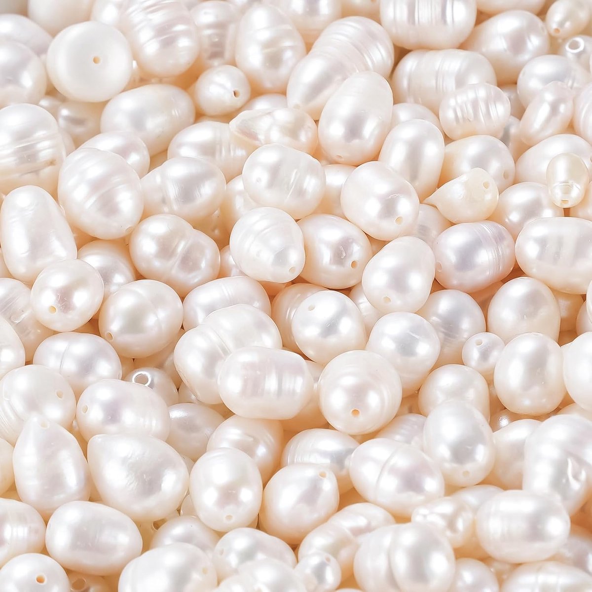 100 stuks natuurlijke zoetwaterparels 7-8 mm ovaal wit echte gekweekte parels voor het maken van doe-het-zelf sieraden maken, gat: 0,7 mm