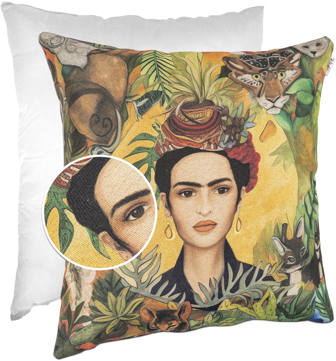 ANRO Frida Kahlo Tijger Sierkussen 40x40 cm - Gobelin Multicolor