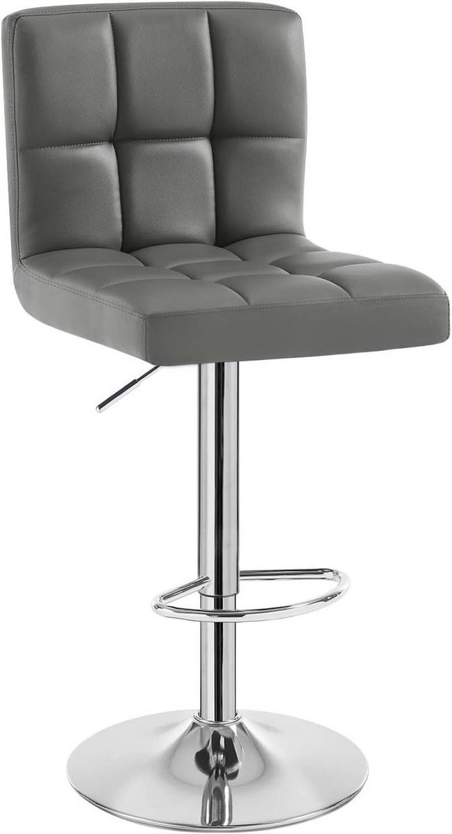 SureDeal® - barkruk - Rugleuning voetsteun - Metalen - Zitting kunstleer - 44x38x114 cm