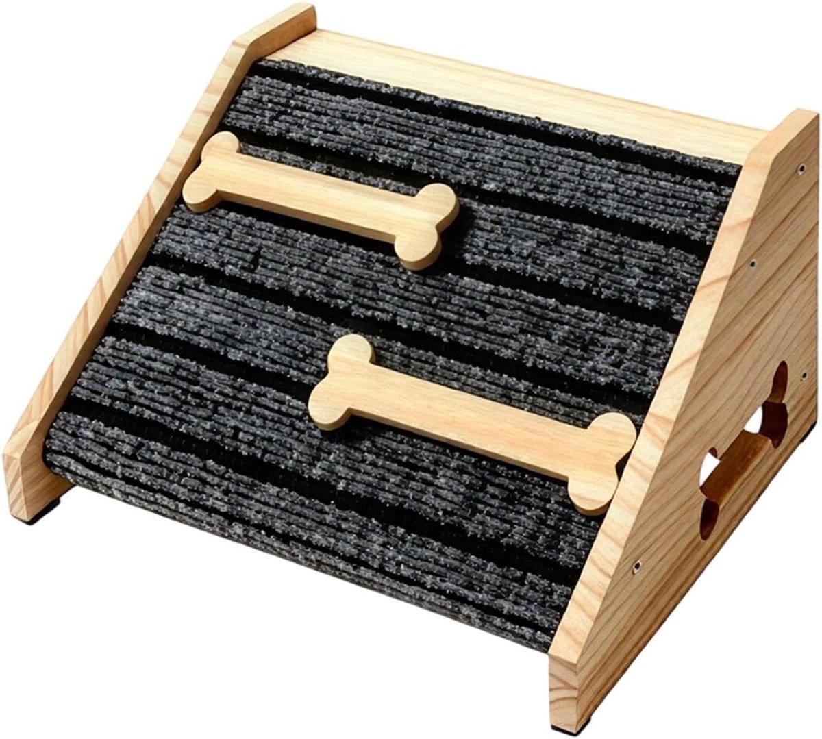 Hondenhelling - Honden trap - Meubels bereiken - Antislip & vilt - 30x25x15 cm - Houtkleur