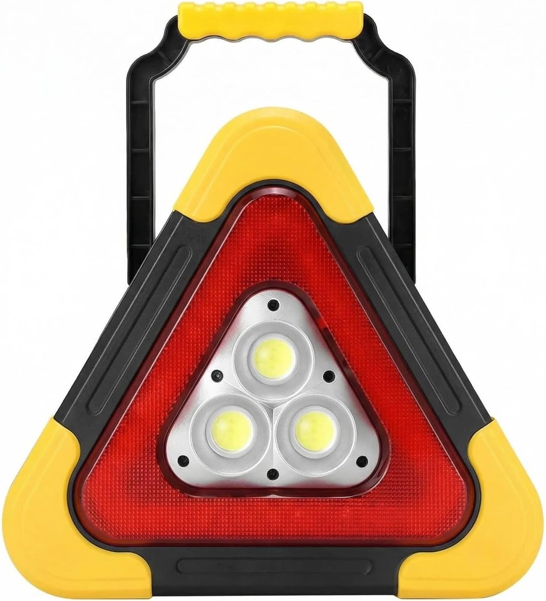 waarschuwingsdriehoek auto 27 cm - 1500 lumen helderheid, IP65 waterdicht, zonne-energie en USB oplaadbaar, 4 modi veiligheidsdriehoek met COB + led voor pechhulp, vrachtwagen, werkplaats