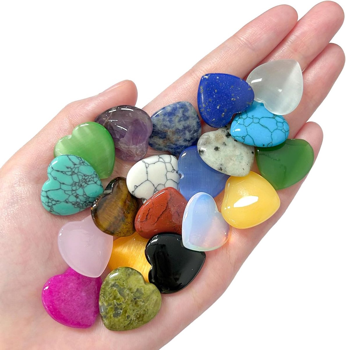 20 Stuks Gepolijste Edelstenen in Hartvorm, Hartstenen voor Mindfulness & Decoratie, Spirituele Reiki Energie Kristallen Set, Cadeau voor Vrouwen