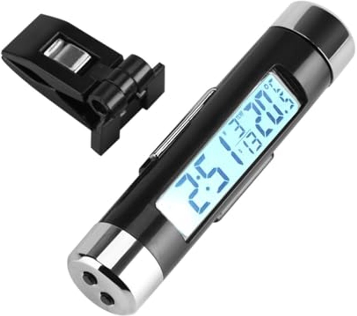 Auto LCD Klok, Voertuig Dashboard Thermometer met Blauw Backlight, Elektronische Klimaatregeling Ventilatierooster Clip Display