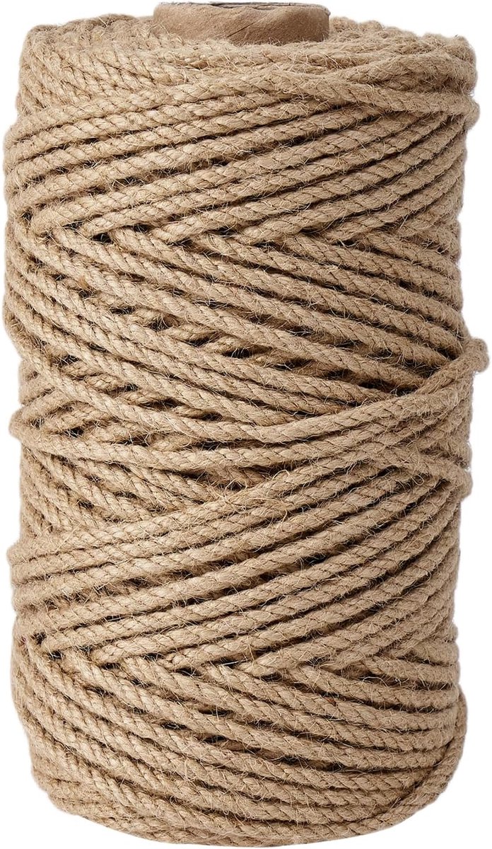 656 Voeten Natuurlijke Jute Touw, 3 ply 3mm Jute String voor Gift Wrapping Craft Plant Tuin Kerst Handgemaakte Kunst Decoratie Touw voor Wrapping Woondecoratie