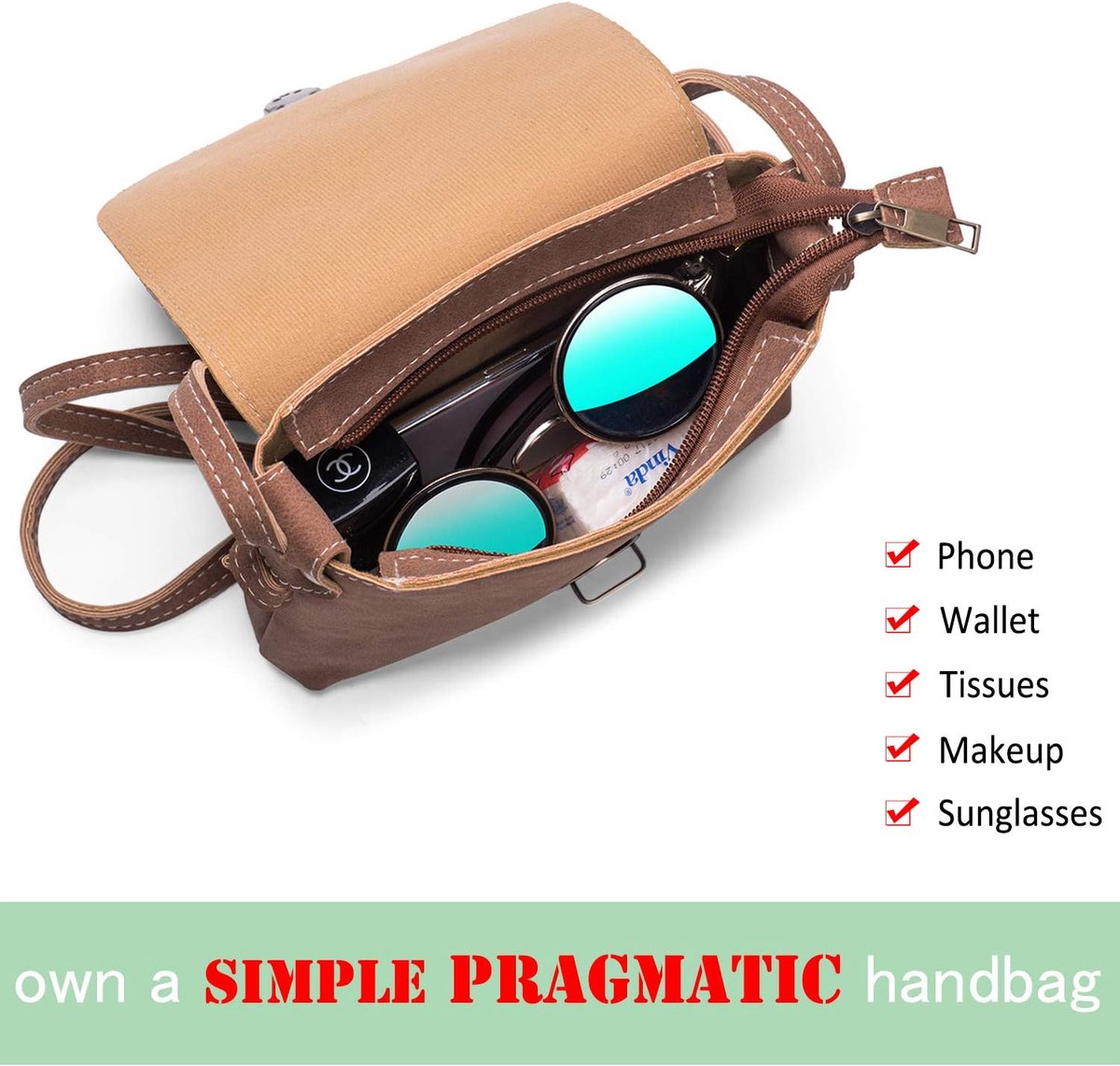 crossbodytas voor dames met anti-diefstalvergrendeling PU-leer Vintage dames handtassen Crossbody-telefoontas Reistas kleine zijtas