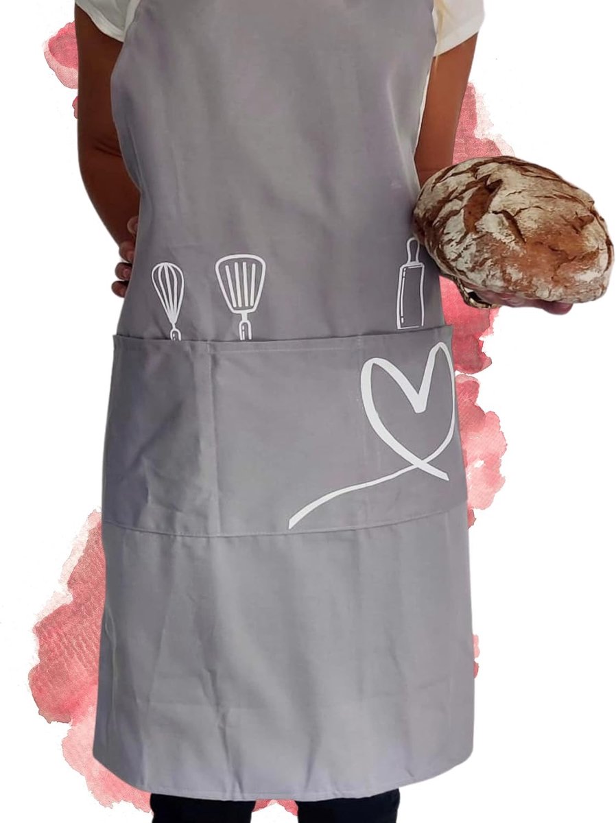 kookschort/keukenschort 100% katoen incl. geschenkdoos - gemakkelijk te onderhouden en belastbaar - ook perfect geschikt als barbecue- en bakschort 70x83 cm grijs